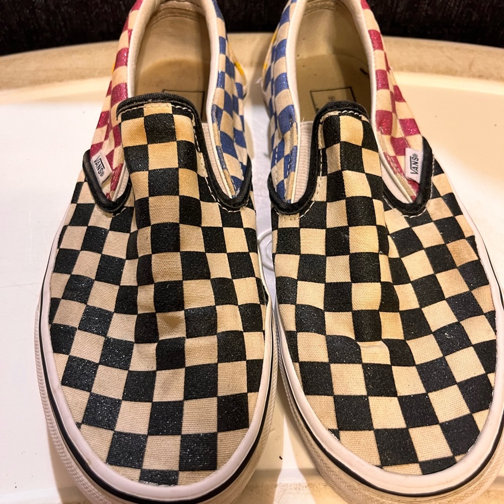 Vans Sparkle Checker Slip-Ons, Women’s 8.5